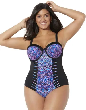 Swimsuits For All Women's Ruched Underwire One Piece Swimsuit (Plus