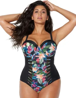 Swimsuits For All Women's Ruched Underwire One Piece Swimsuit (Plus