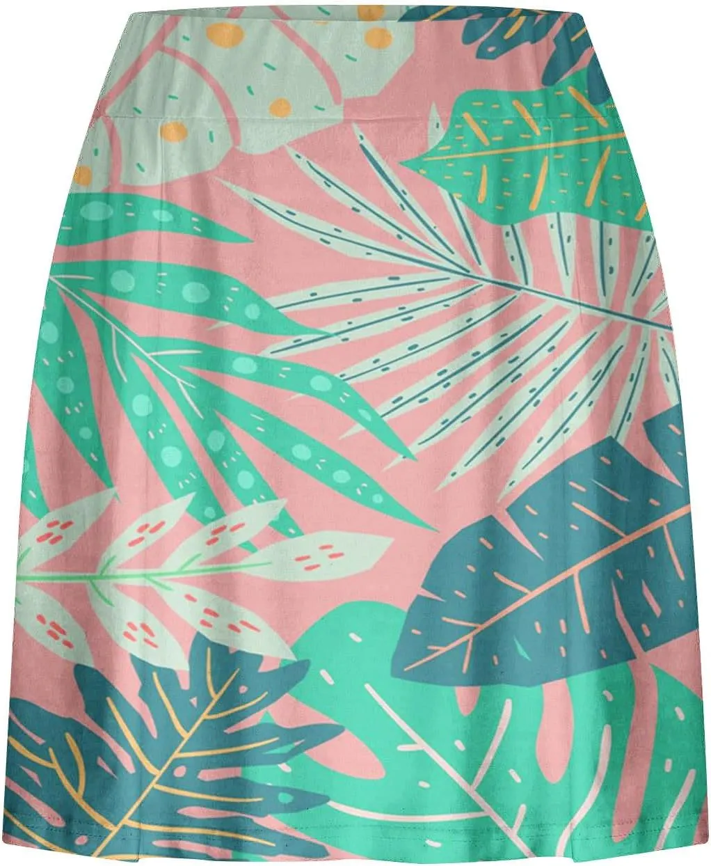 Tennis Skirt for Women High Waisted Tropical Print Athletic Skorts Lightweight Active Workout Shorts Fake 2 Piece
