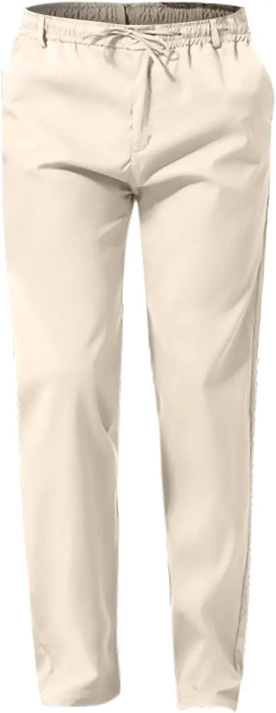 Thatrich Work Pants for Men Business Casual Trouser Cotton Linen Solid Summer Sweatpants Lightweight Comfy Yoga Pant Slim Fit