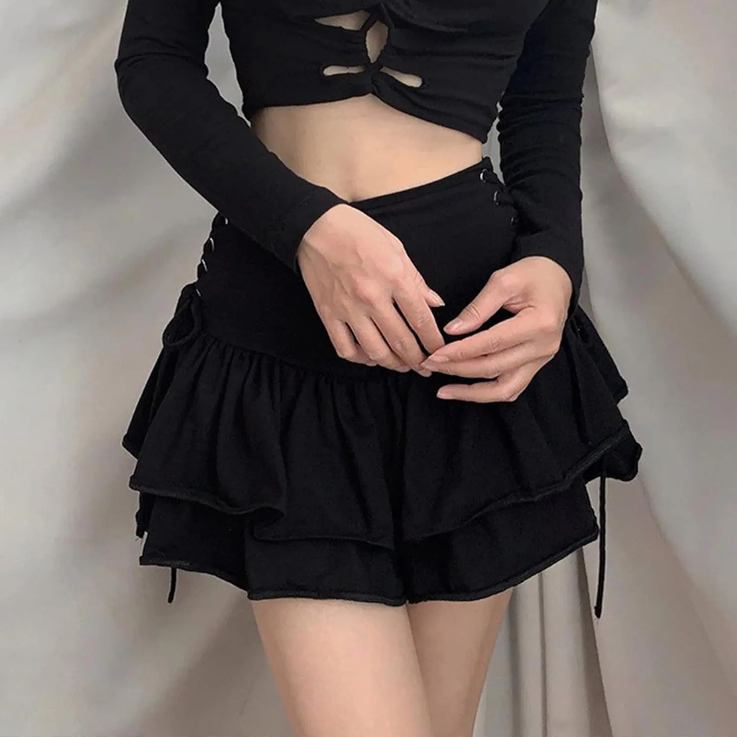 TSMNZMU Women's Goth Mini Skirts - Punk Grunge High Waist Emo Alt Mall Gothic Harajuku Lolita Skirts