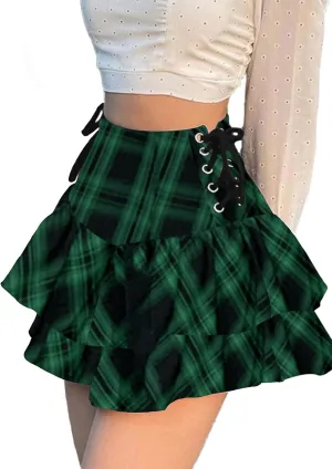 TSMNZMU Women's Goth Mini Skirts - Punk Grunge High Waist Emo Alt Mall Gothic Harajuku Lolita Skirts