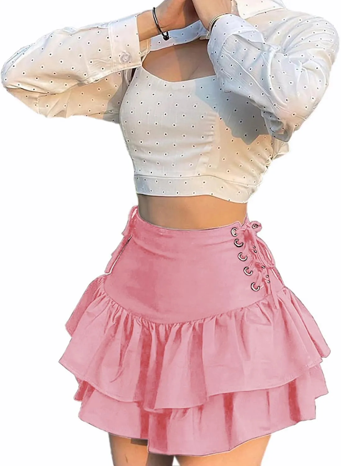 TSMNZMU Women's Goth Mini Skirts - Punk Grunge High Waist Emo Alt Mall Gothic Harajuku Lolita Skirts