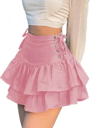 TSMNZMU Women's Goth Mini Skirts - Punk Grunge High Waist Emo Alt Mall Gothic Harajuku Lolita Skirts