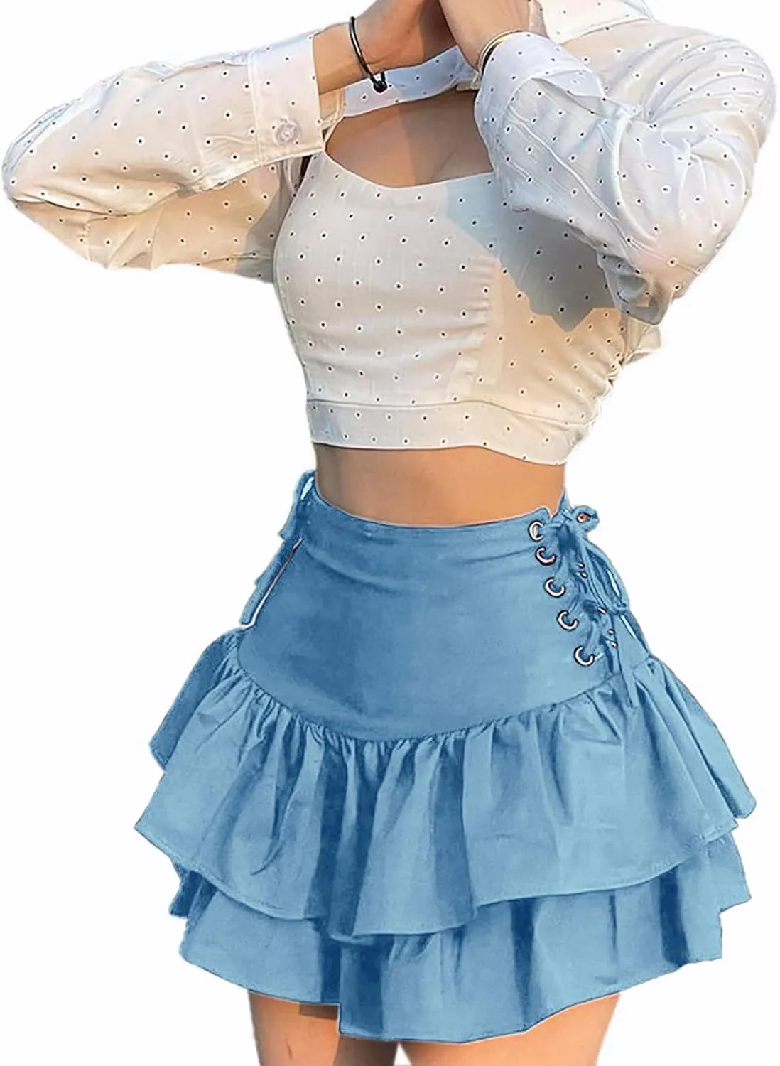 TSMNZMU Women's Goth Mini Skirts - Punk Grunge High Waist Emo Alt Mall Gothic Harajuku Lolita Skirts