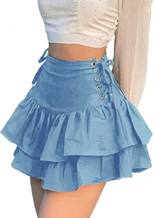 TSMNZMU Women's Goth Mini Skirts - Punk Grunge High Waist Emo Alt Mall Gothic Harajuku Lolita Skirts