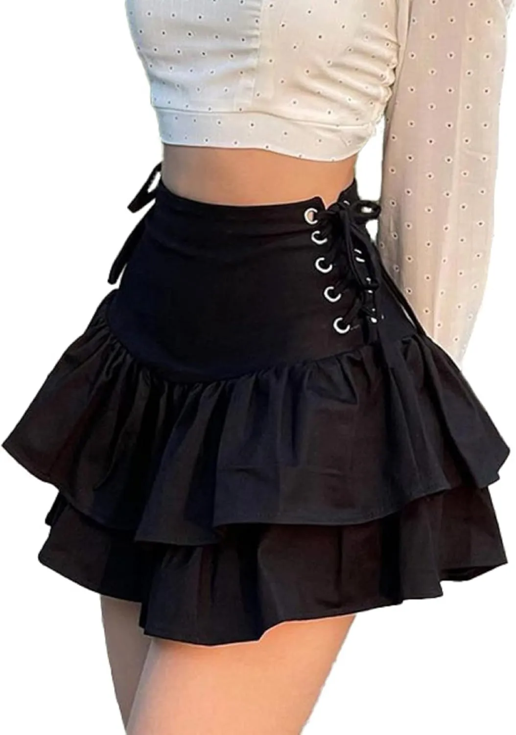 TSMNZMU Women's Goth Mini Skirts - Punk Grunge High Waist Emo Alt Mall Gothic Harajuku Lolita Skirts
