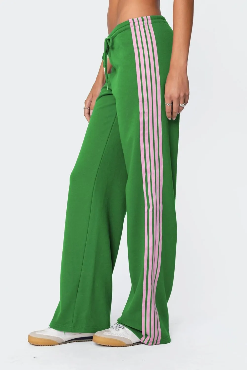 UAURORAO Women Y2k Track Pants Baggy Striped Joggers Sweatpants Elastic Waist Color Block Parachute Pants with Pockets