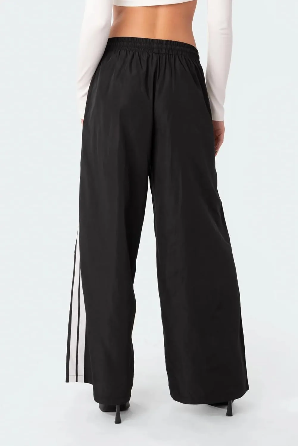 UAURORAO Women Y2k Track Pants Baggy Striped Joggers Sweatpants Elastic Waist Color Block Parachute Pants with Pockets