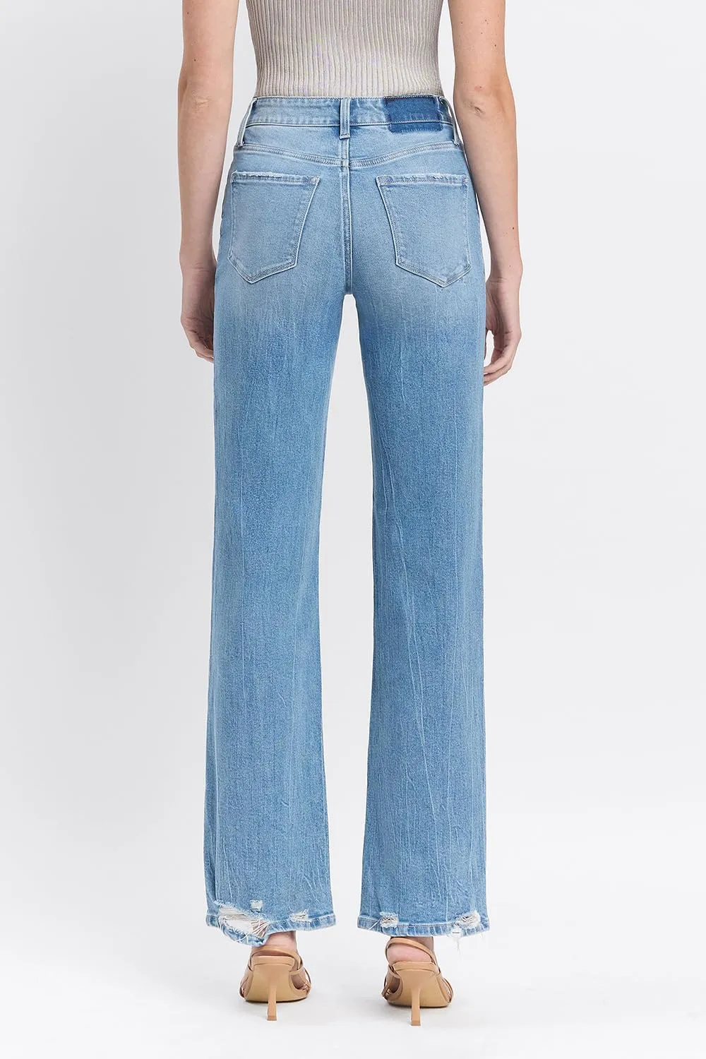 VERVET High Rise Distressed Slim Wide Jeans T6571