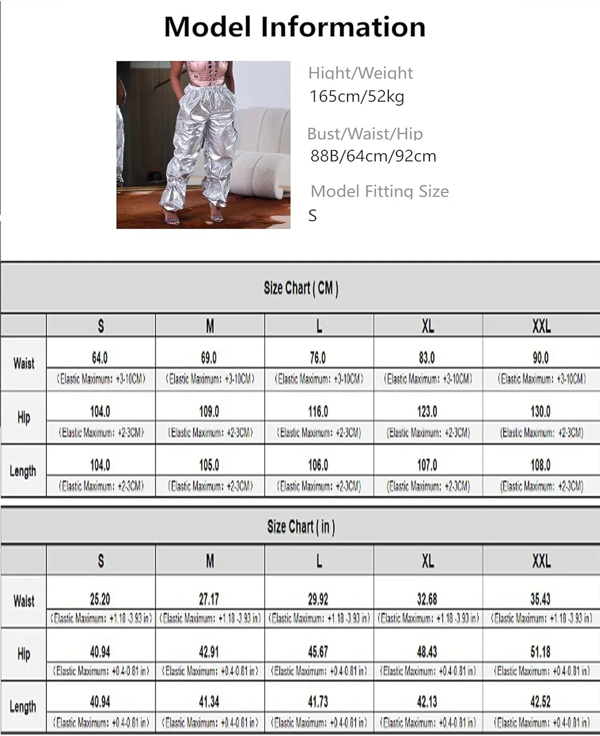 VOIKERDR Women's Jogger Pants Shiny Metallic High Waist Stretchy Trousers Wide Leg Parachute Pants