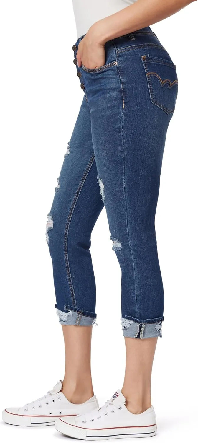 WallFlower Women's Flirty Curvy Crop High-Rise Insta Stretch Juniors (Standard and Plus)