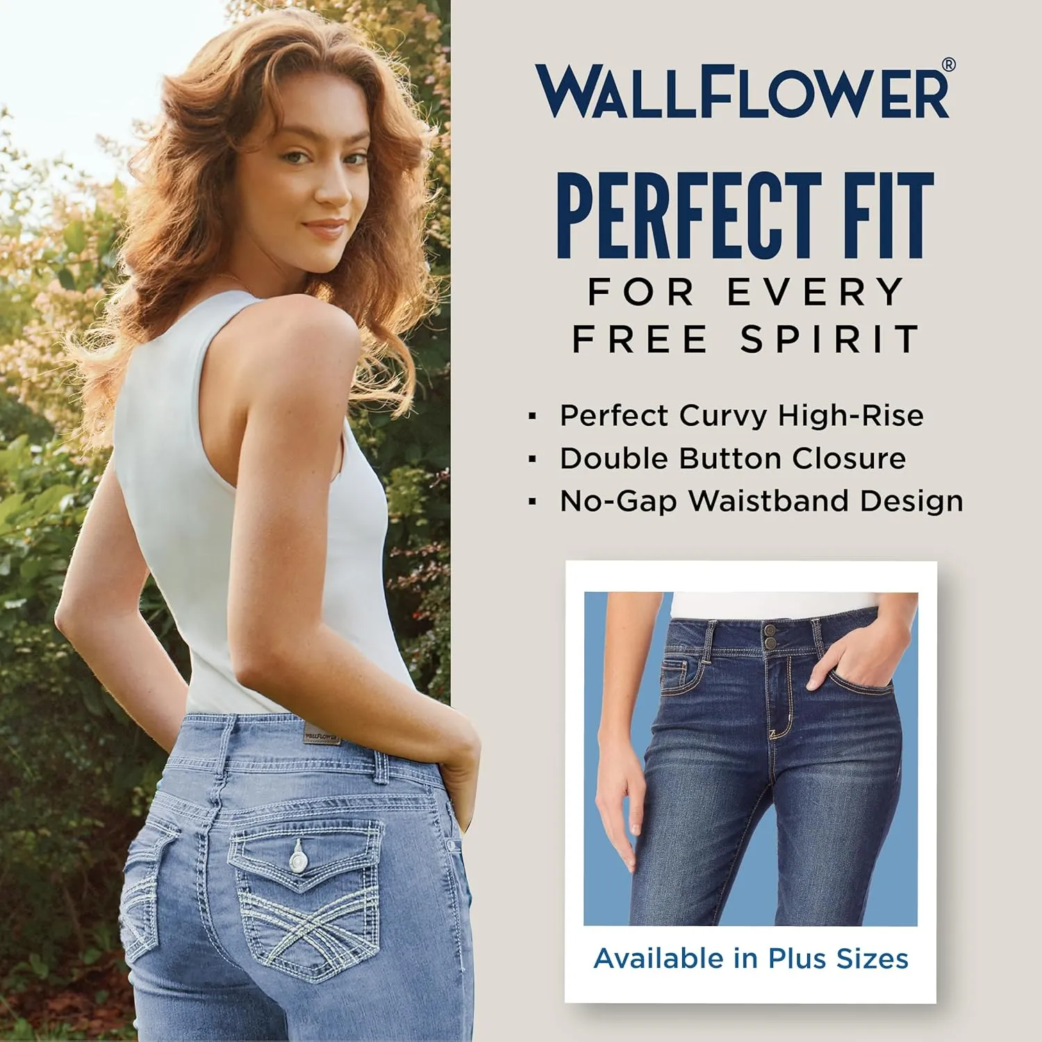 WallFlower Women's Flirty Curvy Crop High-Rise Insta Stretch Juniors (Standard and Plus)