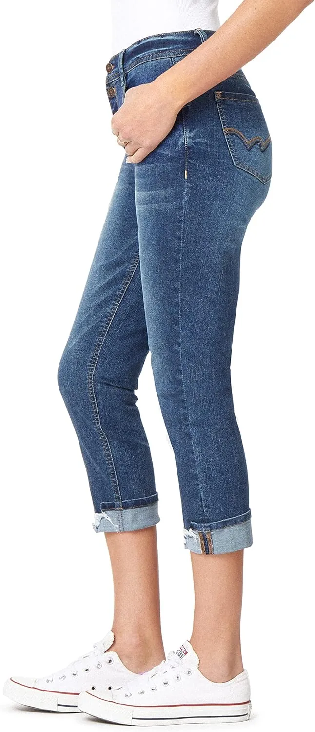 WallFlower Women's Flirty Curvy Crop High-Rise Insta Stretch Juniors (Standard and Plus)