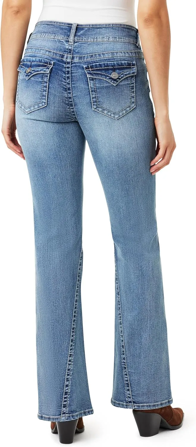 WallFlower Women's Flirty Curvy Flare High Rise Insta Stretch Juniors Jeans (Standard and Plus)