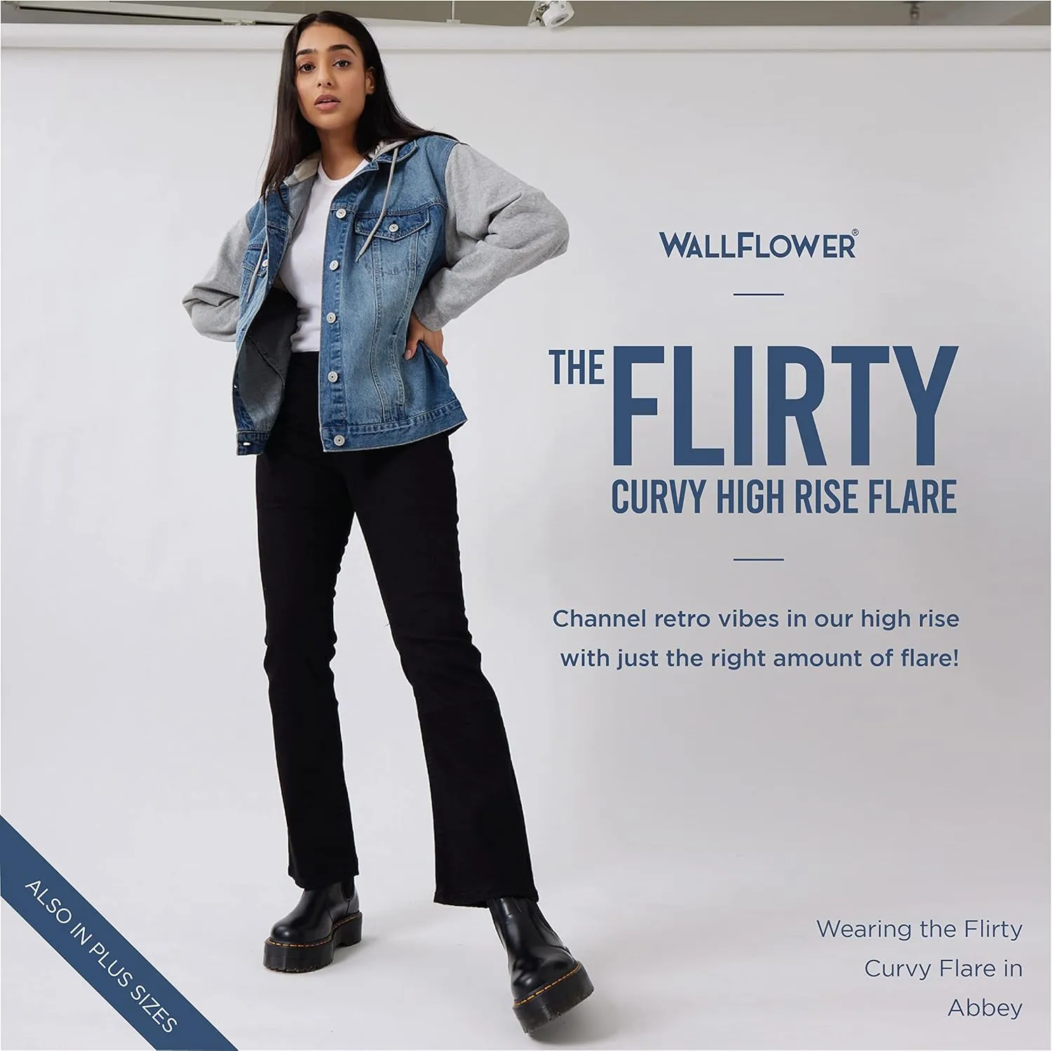 WallFlower Women's Flirty Curvy Flare High Rise Insta Stretch Juniors Jeans (Standard and Plus)