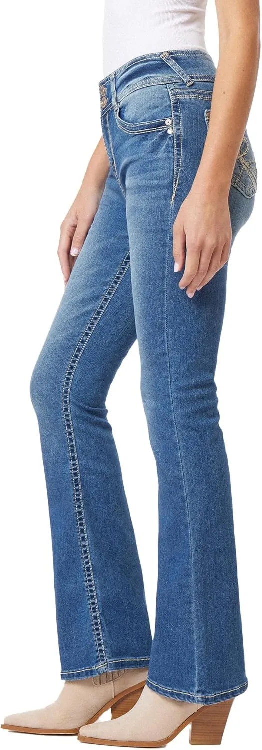 WallFlower Women's Flirty Curvy Flare High Rise Insta Stretch Juniors Jeans (Standard and Plus)