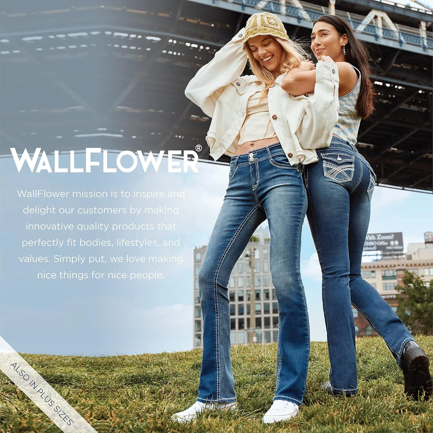 WallFlower Women's Flirty Curvy Flare High Rise Insta Stretch Juniors Jeans (Standard and Plus)