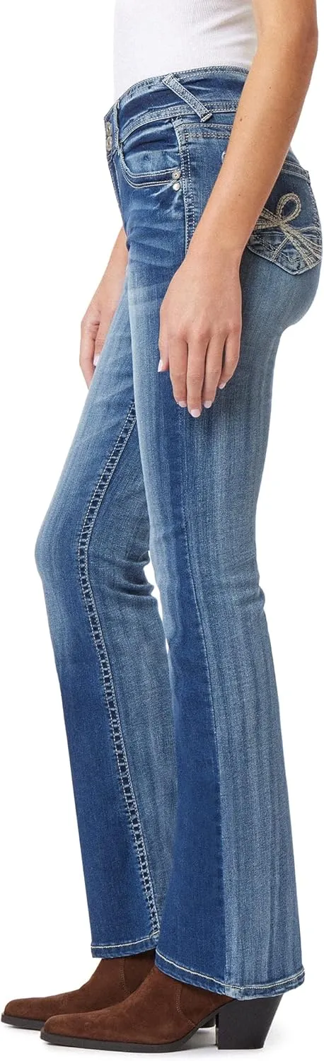WallFlower Women's Flirty Curvy Flare High Rise Insta Stretch Juniors Jeans (Standard and Plus)