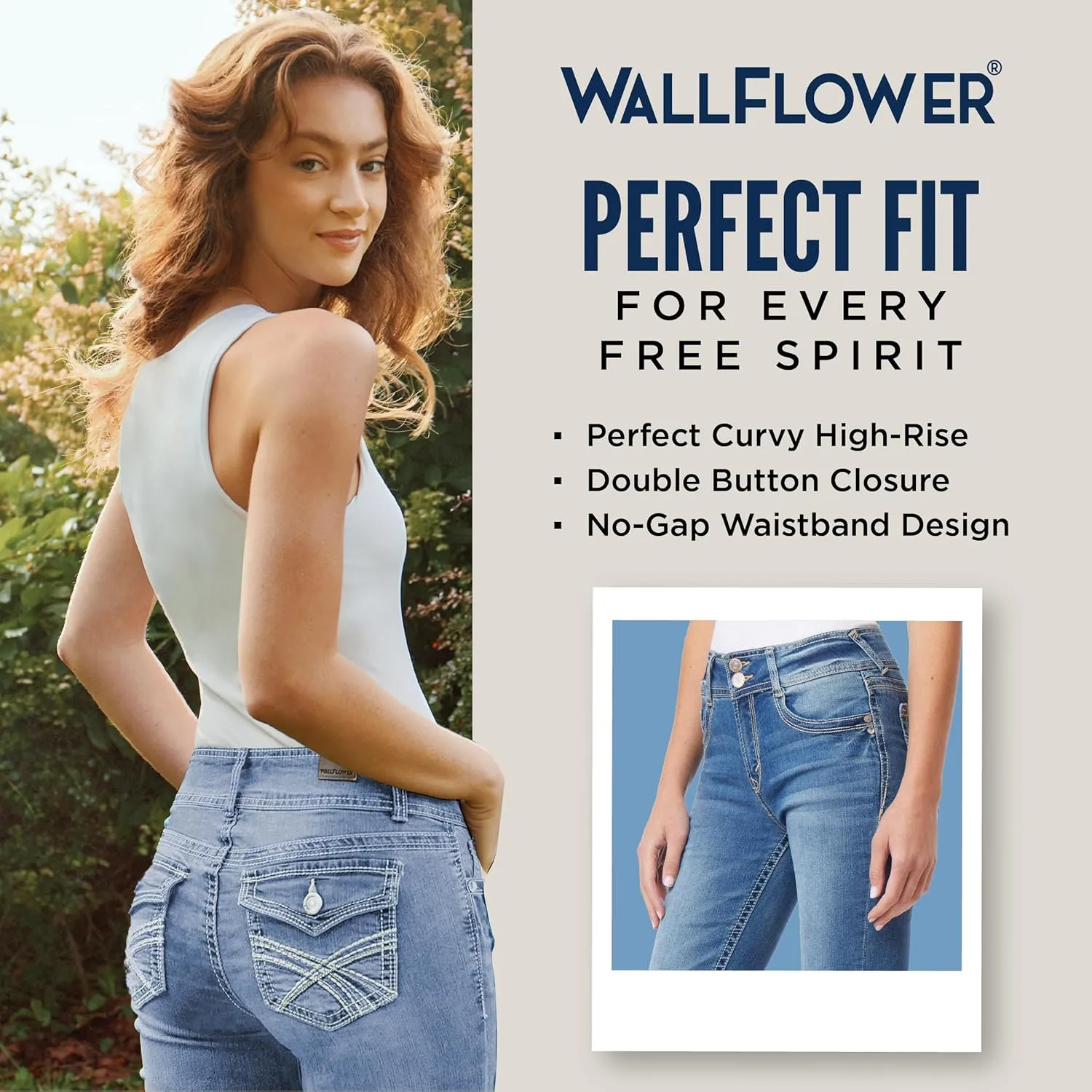 WallFlower Women's Flirty Curvy Flare High Rise Insta Stretch Juniors Jeans (Standard and Plus)