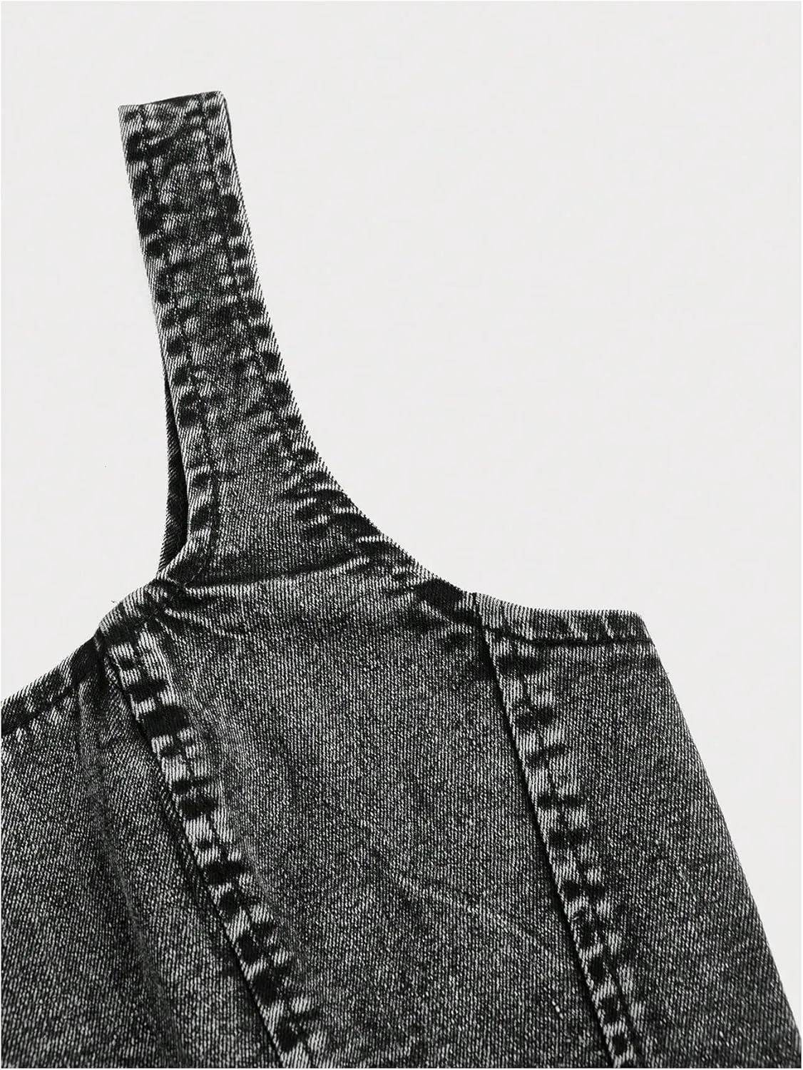 WDIRARA Women's Denim Corset Tank Top Asymmetrical Hem Crop Tops Sleeveless Zip Up Back Tanks
