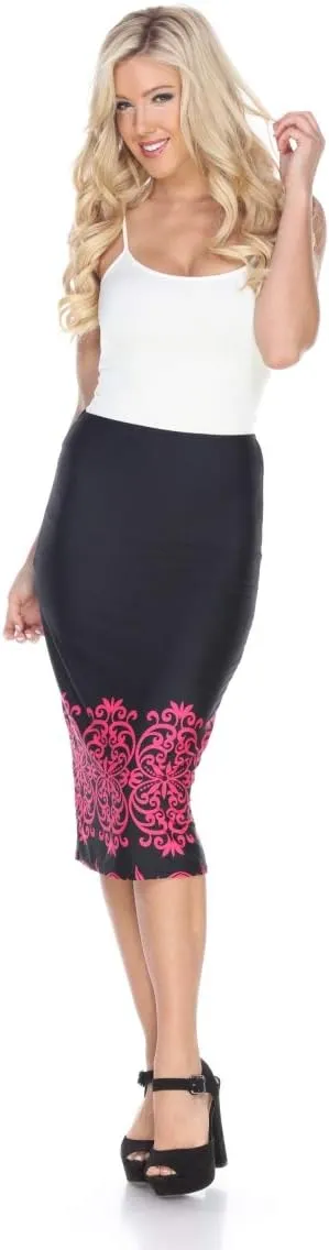 white mark 719-08-L Women Polyester Cynthia Pencil Skirt, Shell Fuchsia - Large
