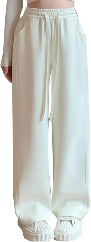 Wide Leg Sweatpants Women Plus Size High Waisted Drawstring Lounge Pants Flowy Trousers Casual Loose y2k Joggers