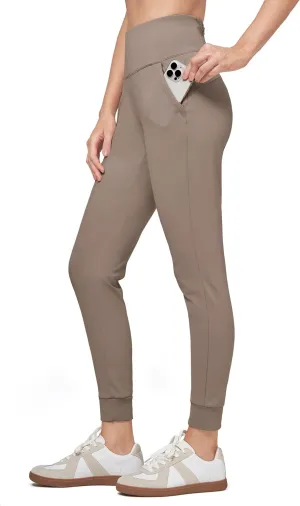 Willit Women's Fleece Lined Jogger Pants Zipper Pockets Water Resistant Winter Hiking Sweatpants Thermal Running High Waisted