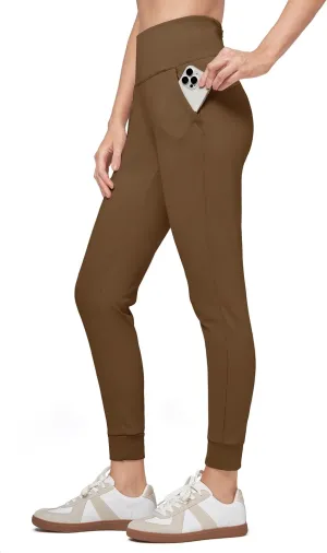 Willit Women's Fleece Lined Jogger Pants Zipper Pockets Water Resistant Winter Hiking Sweatpants Thermal Running High Waisted
