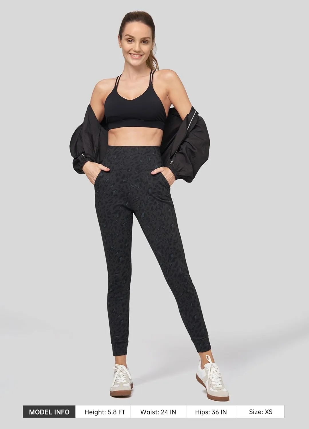 Willit Women's Fleece Lined Jogger Pants Zipper Pockets Water Resistant Winter Hiking Sweatpants Thermal Running High Waisted