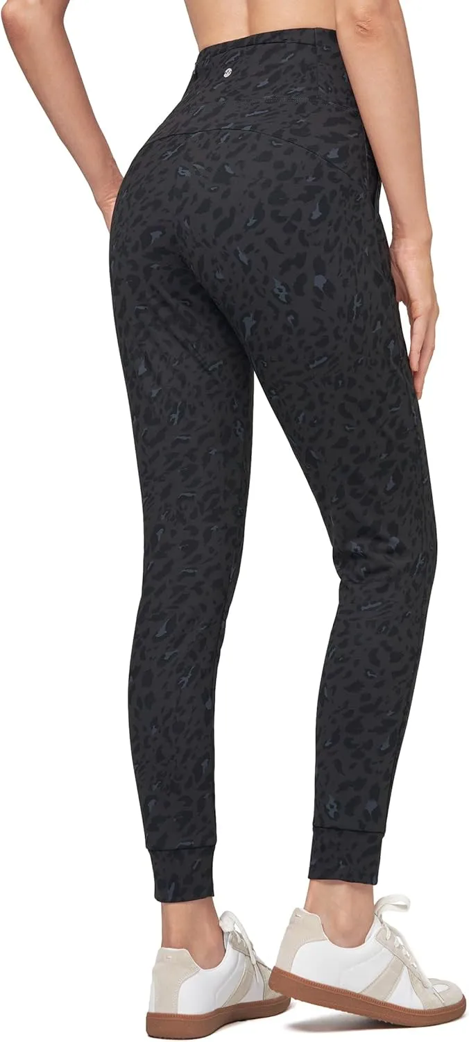 Willit Women's Fleece Lined Jogger Pants Zipper Pockets Water Resistant Winter Hiking Sweatpants Thermal Running High Waisted
