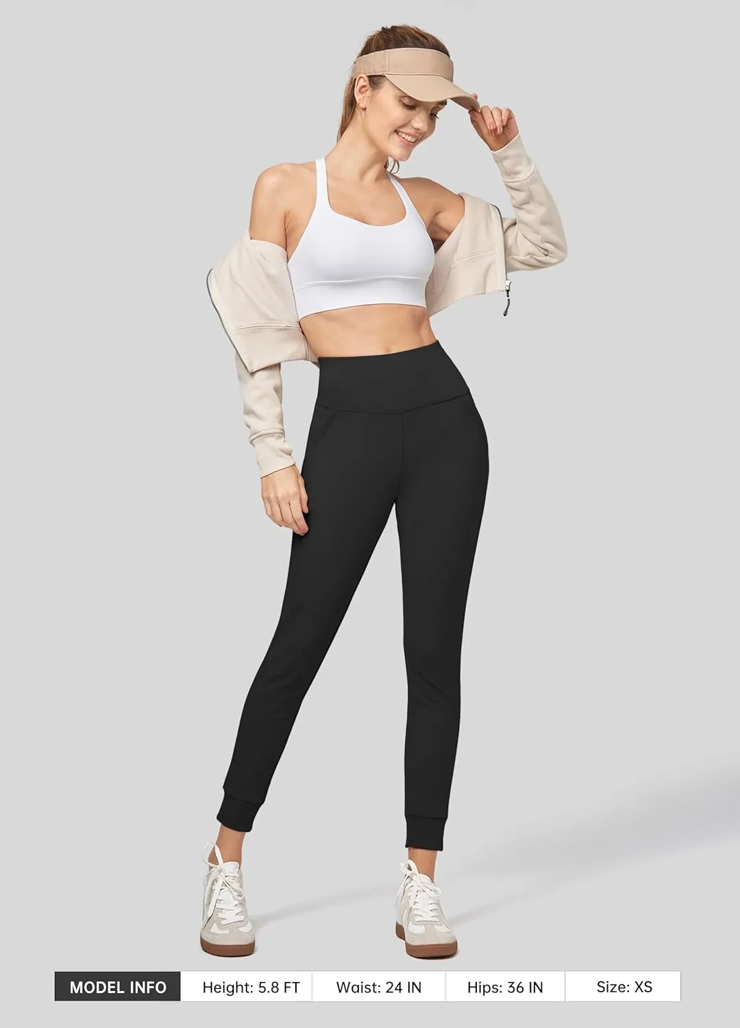 Willit Women's Fleece Lined Jogger Pants Zipper Pockets Water Resistant Winter Hiking Sweatpants Thermal Running High Waisted