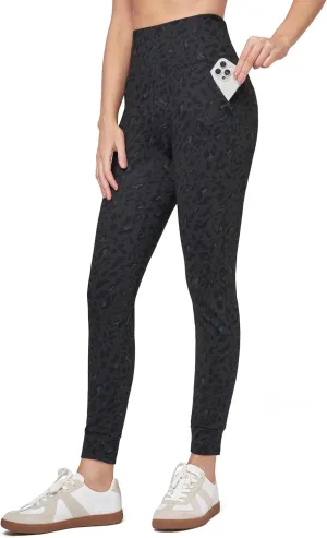 Willit Women's Fleece Lined Jogger Pants Zipper Pockets Water Resistant Winter Hiking Sweatpants Thermal Running High Waisted