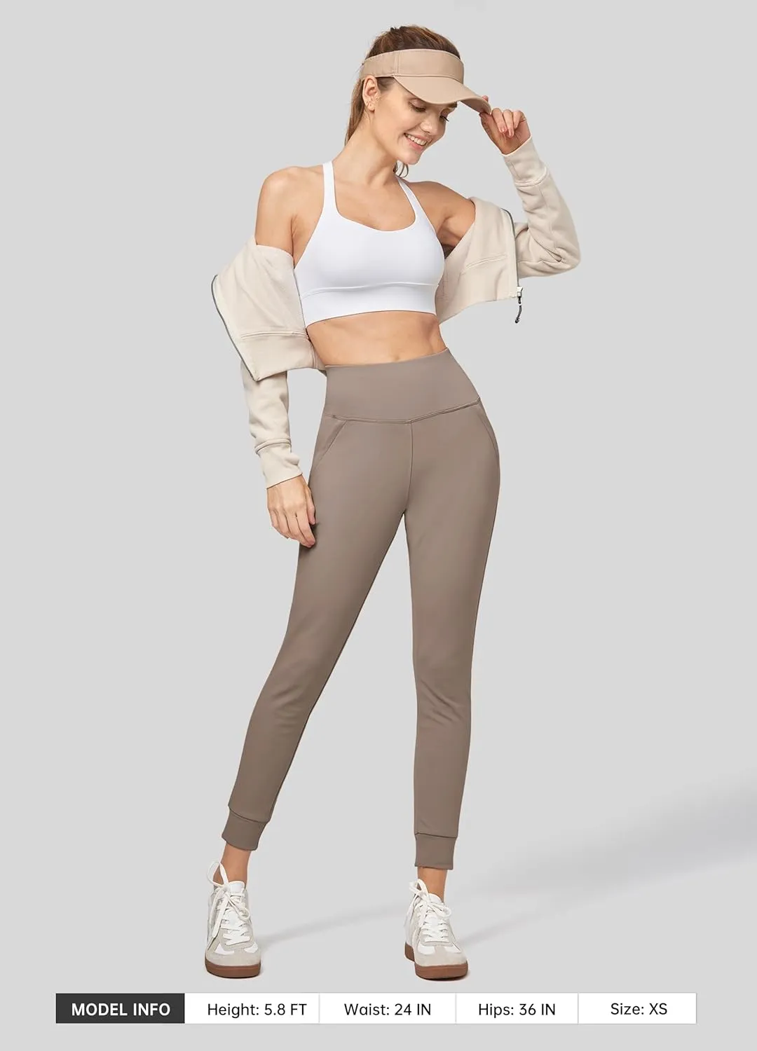 Willit Women's Fleece Lined Jogger Pants Zipper Pockets Water Resistant Winter Hiking Sweatpants Thermal Running High Waisted