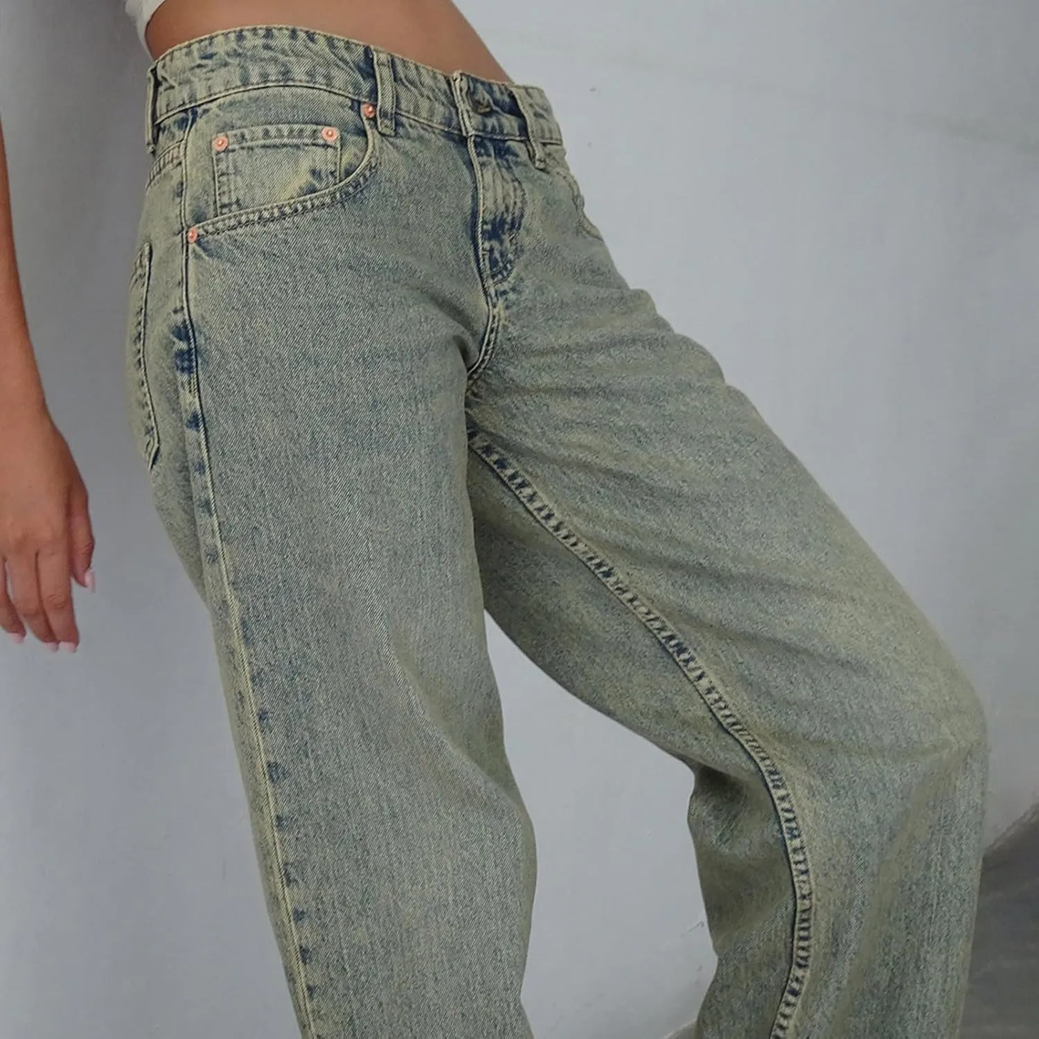 Women Boyfriend Jeans Pants Loose Fit High Waisted Straight Baggy Denim Wide Leg Jeans Y2K Streetwear with Pockets