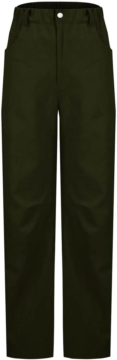 Women Corduroy Pants Barrel Mid-Rise Elastic Waist Slack Trousers Casual Wide Leg Palazzo Pant with Pockets