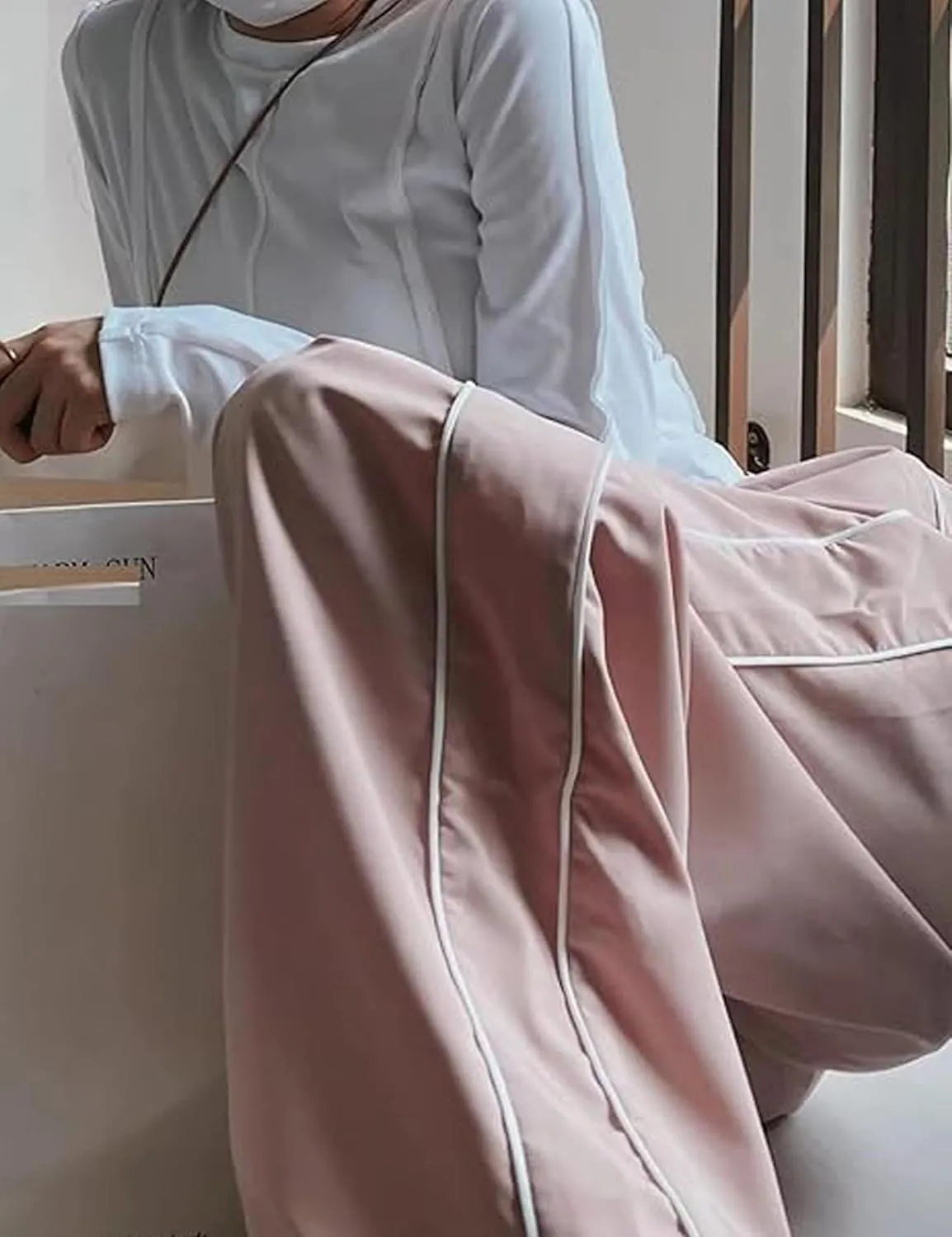 Women Y2K Baggy Pants Wide Leg Parachute Casual Sweatpants Track Pants with Pockets