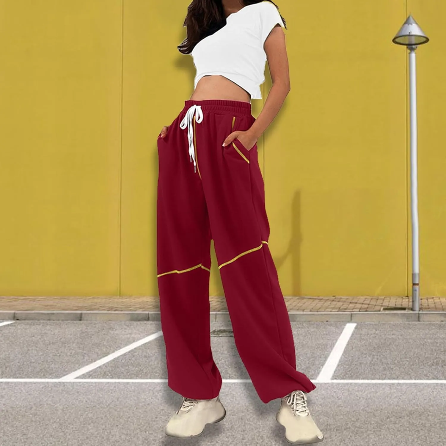 Women's 2024 Straight Leg Jeans High Waisted Capri Pants Slim Casual Denim Sports Pant Casual Dressy Pants Trousers