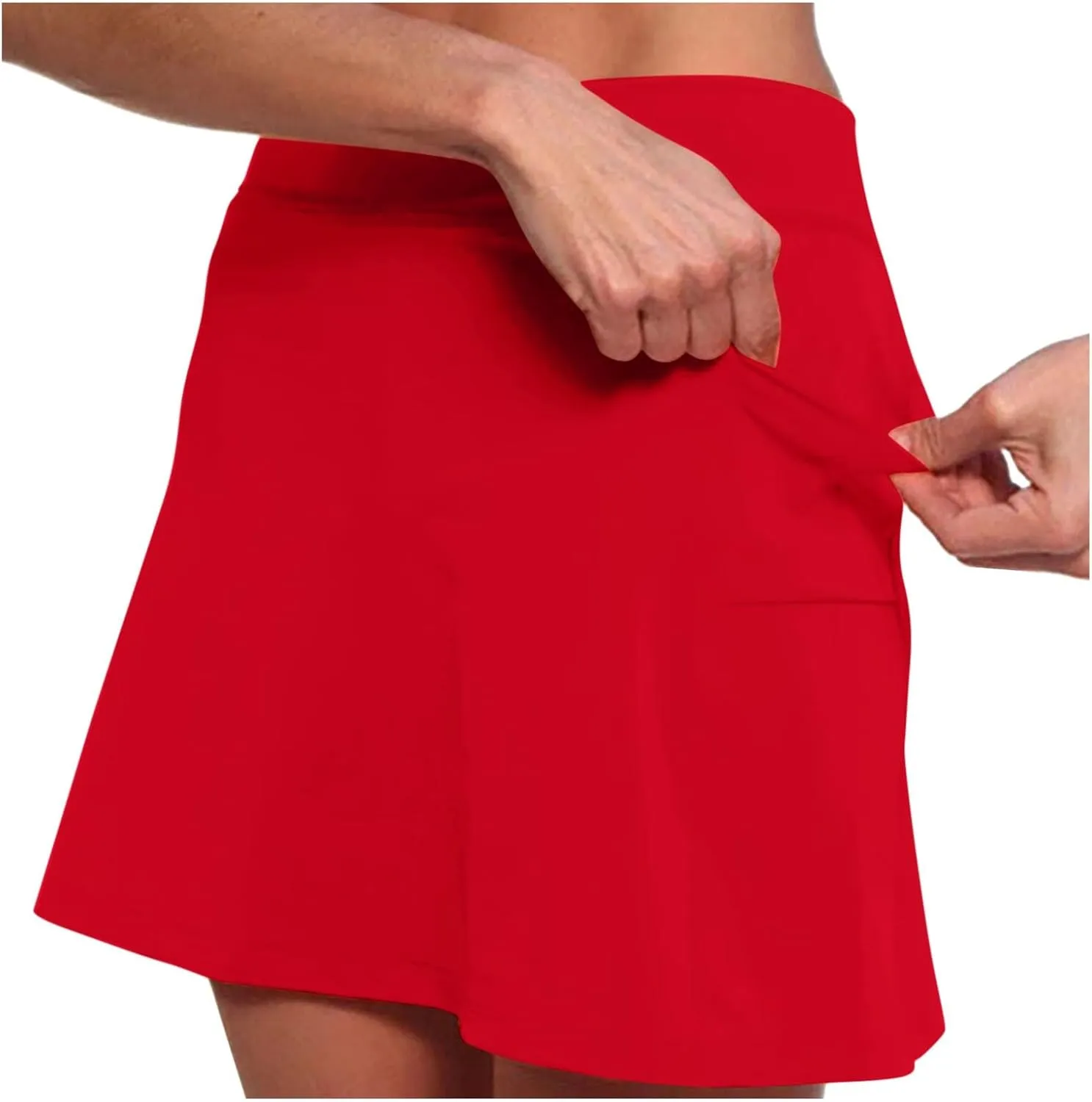 Womens Athletic Skorts Elastic High Waisted Tennis Skirts with Shorts Cute Preppy Mini Skirt with Pockets Casual Yoga Skort
