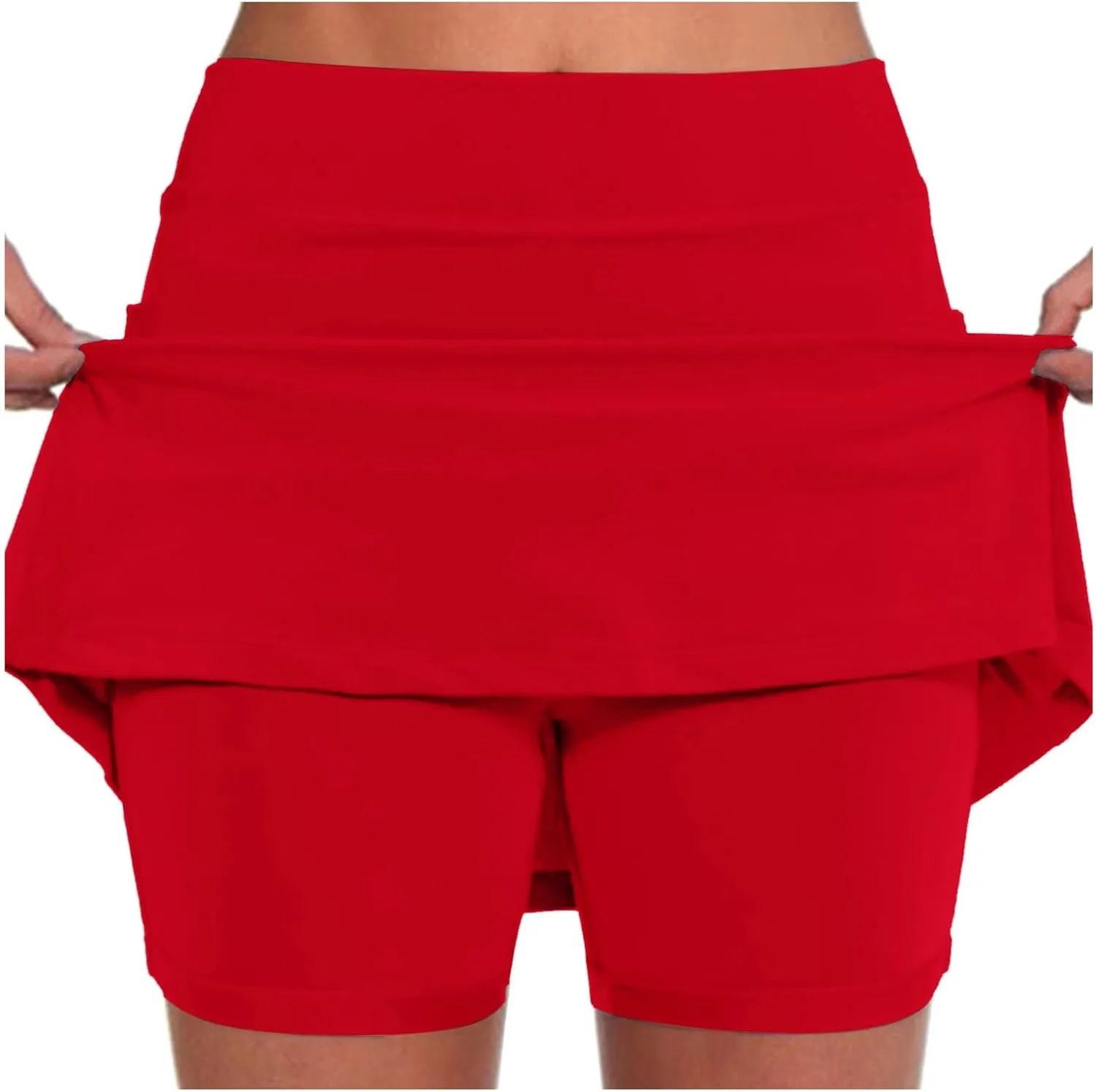 Womens Athletic Skorts Elastic High Waisted Tennis Skirts with Shorts Cute Preppy Mini Skirt with Pockets Casual Yoga Skort