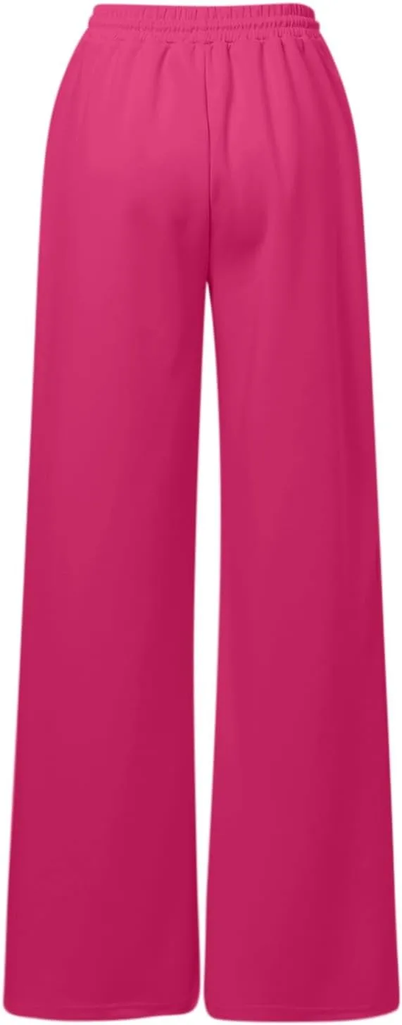 Women's Athletic Wide Leg Sweatpants Baggy Fleece Solid Open Bottom Joggers Running Casual Loose Fit High Waist 2025