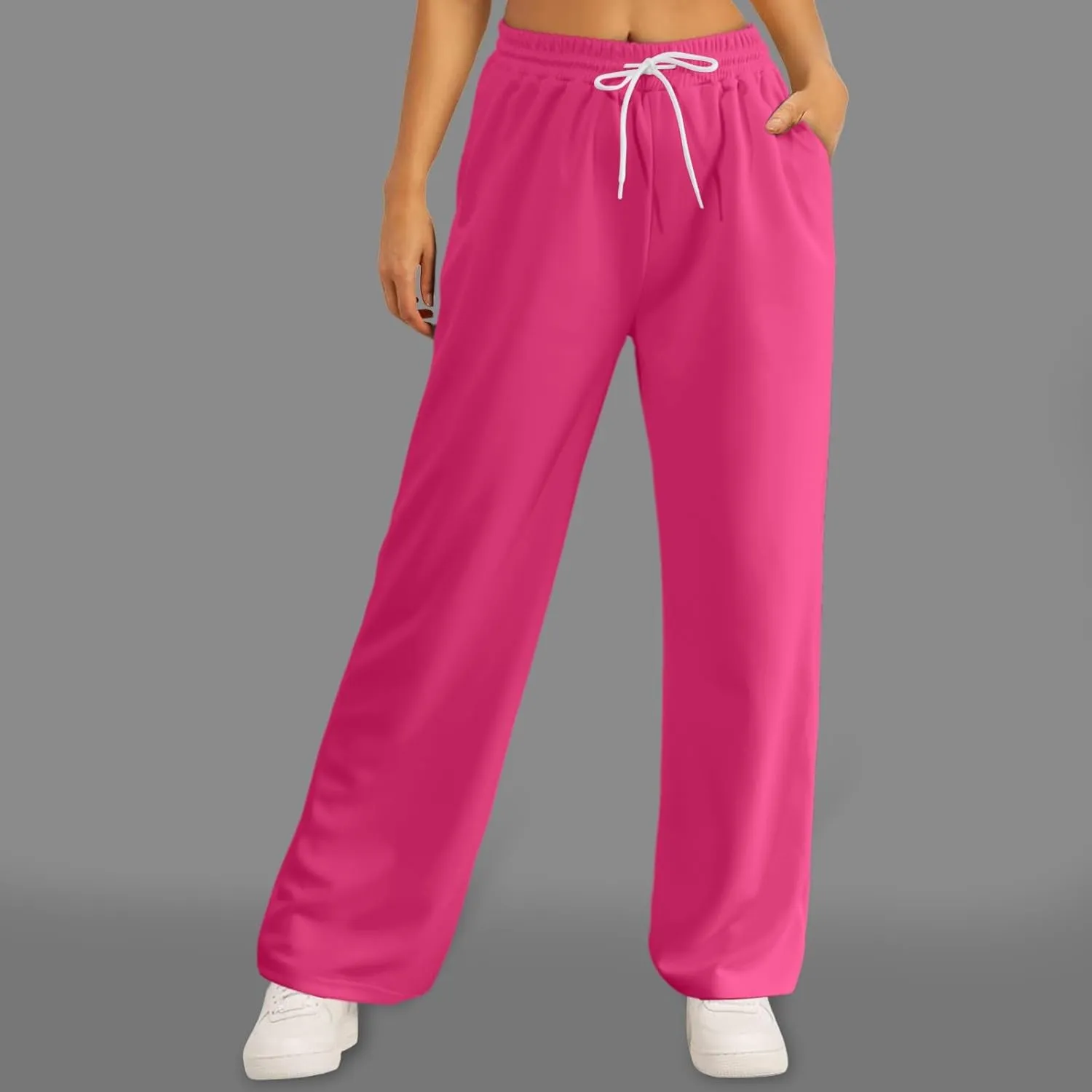 Women's Athletic Wide Leg Sweatpants Baggy Fleece Solid Open Bottom Joggers Running Casual Loose Fit High Waist 2025