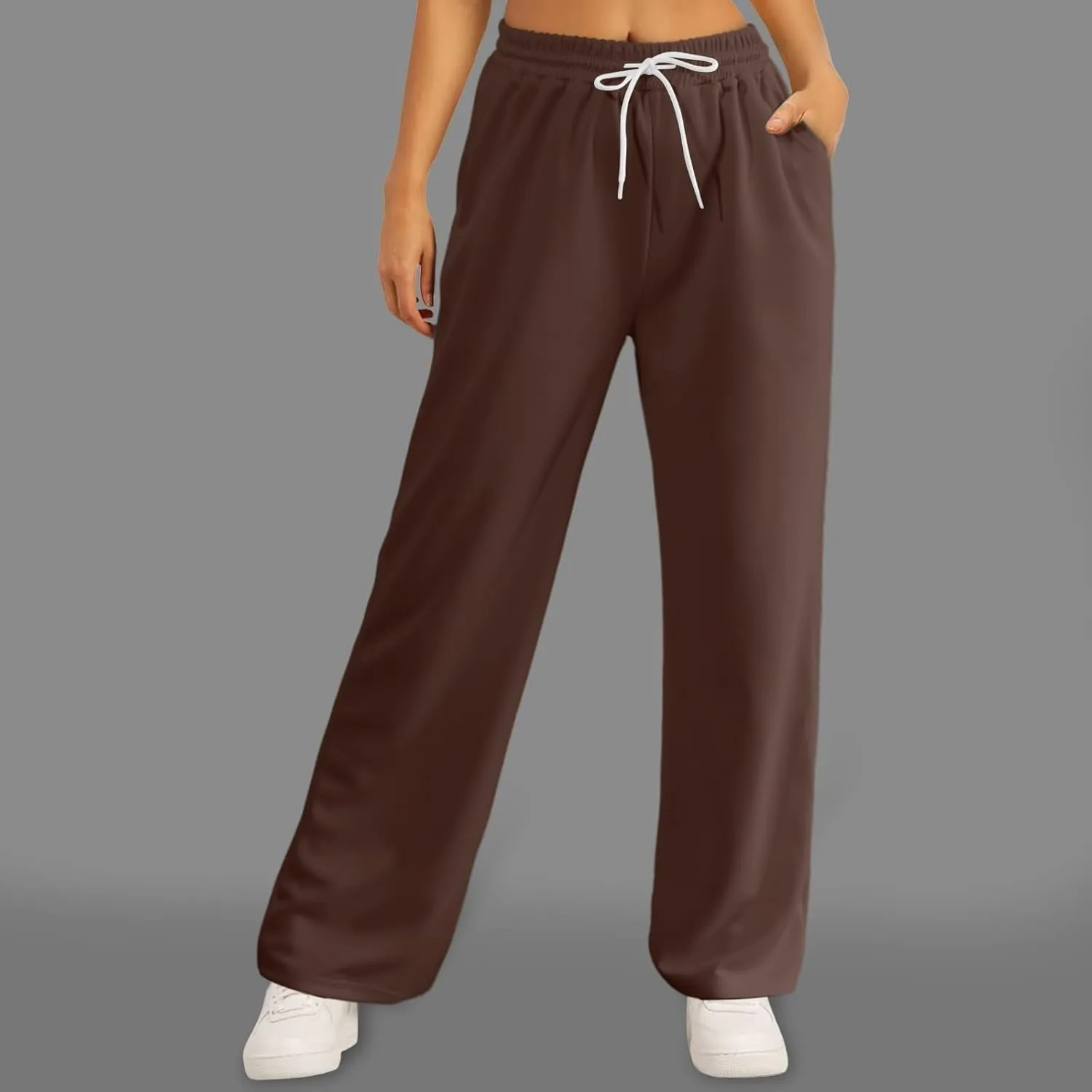 Women's Athletic Wide Leg Sweatpants Baggy Fleece Solid Open Bottom Joggers Running Casual Loose Fit High Waist 2025