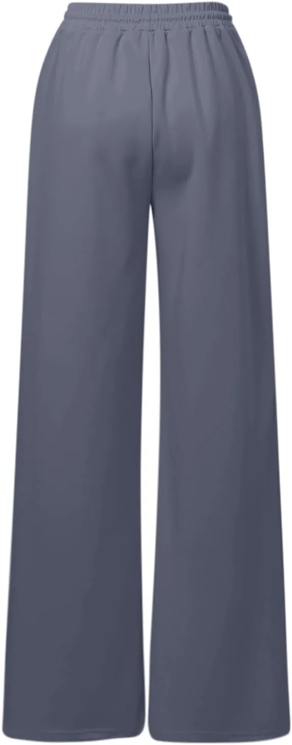 Women's Athletic Wide Leg Sweatpants Baggy Fleece Solid Open Bottom Joggers Running Casual Loose Fit High Waist 2025