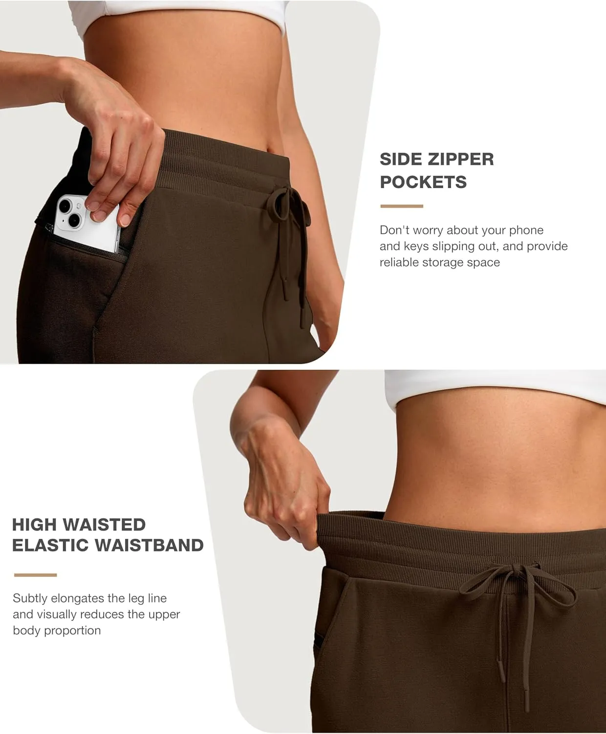Women's Cotton Fleece Lined Straight leg Sweatpants with 3 Pocket 29" High Waisted Warm Sweatpants for Women