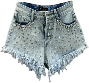 Women's Fashion Summer High Waist Loose Denim Shorts Slimming Raw Hem Wide Legs Short Hot Pants