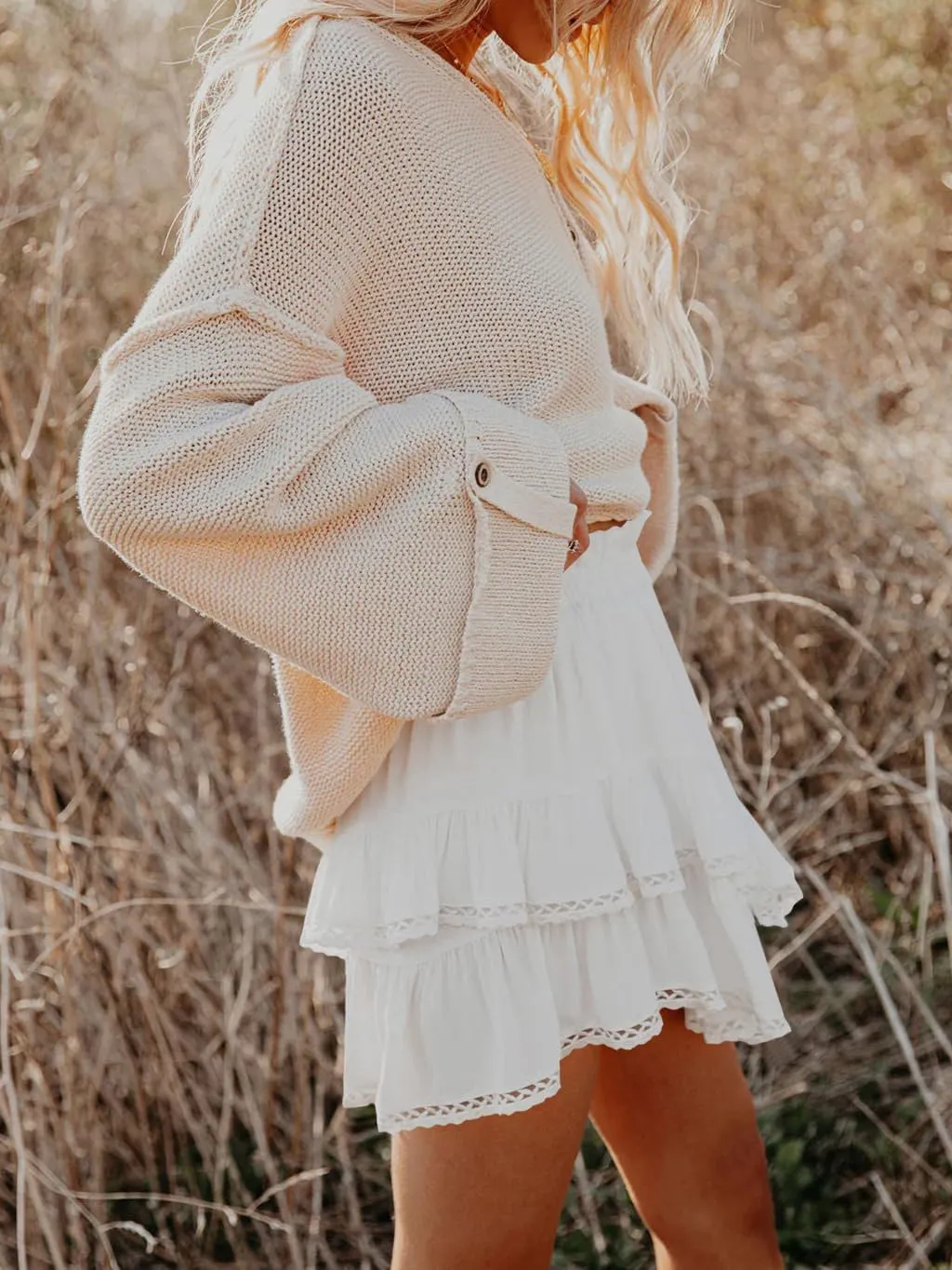 Womens Flowy Skorts Summer Casual Boho Ruffle Tiered Short Skirt High Waist Mini Skirts Teen Girls Crochet Shorts