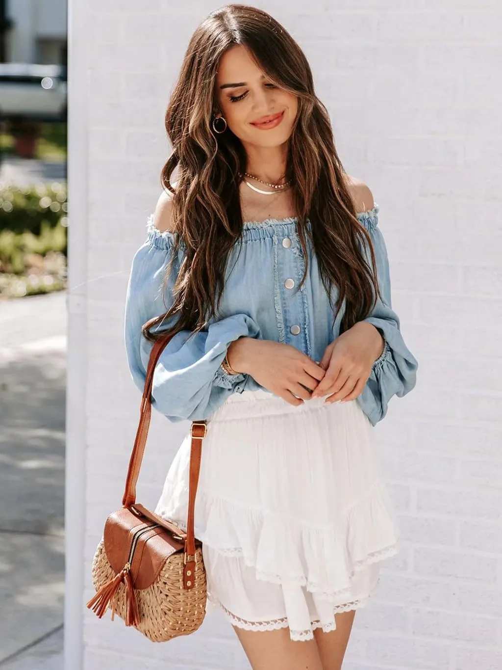 Womens Flowy Skorts Summer Casual Boho Ruffle Tiered Short Skirt High Waist Mini Skirts Teen Girls Crochet Shorts