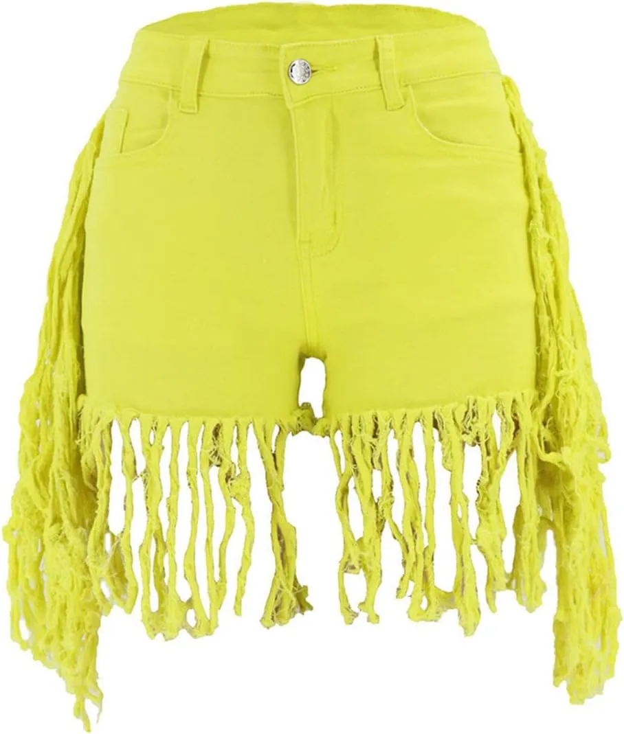 Women's Frayed Raw Hem Jean Shorts Washed Distressed Hot Pant Jeans Ripped Tassel Short Denim Pants Plus Size