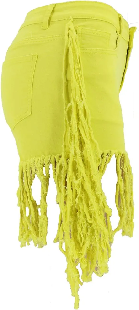 Women's Frayed Raw Hem Jean Shorts Washed Distressed Hot Pant Jeans Ripped Tassel Short Denim Pants Plus Size
